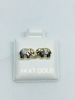  14K ELEPHANT EARRING, SCREW BACKS
